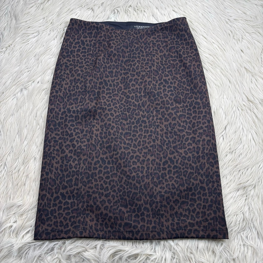 Liverpool‎ Women's 4 Leopard Chetah Print Pointe Knit Pencil Skirt Office Siren